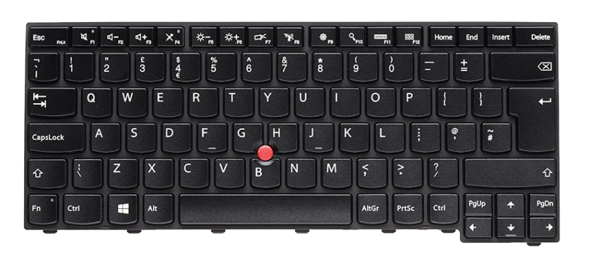 Lenovo laptop keyboard with trackpoint used for keyboard reprinting and refurbishment services